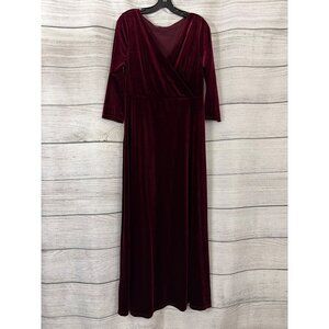 InsNova Burgundy Velvet Long Sleeve Maxi Dress Size L